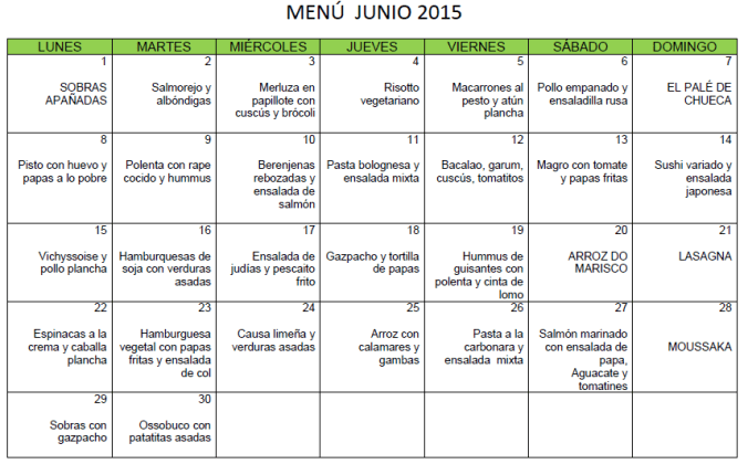 Menú junio 2015